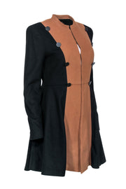 Current Boutique-Alice & Olivia - Black & Tan Color Blocked Double Breasted Coats Sz M