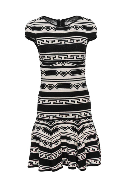 Current Boutique-Alice & Olivia - Black & White Aztec Print Dress w/ Flared Hem Sz XS