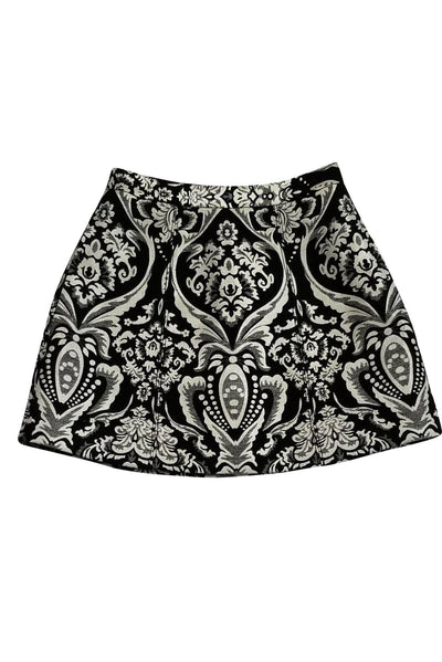 Current Boutique-Alice & Olivia - Black & White Damask A-Line Skirt Sz 0