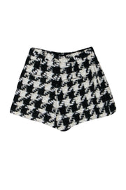 Current Boutique-Alice & Olivia - Black & White High-Waist Tweed Zipper Front Shorts Sz 0