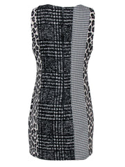 Current Boutique-Alice & Olivia - Black & White Houndstooth, Plaid & Leopard Print Shift Dress Sz 10