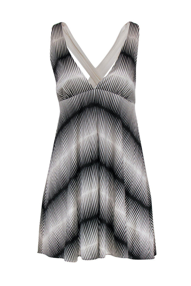 Current Boutique-Alice & Olivia - Black & White Print Cross Strap Silk Dress Sz M