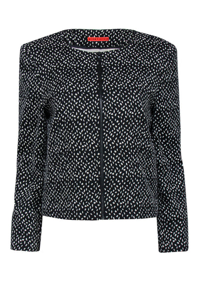 Current Boutique-Alice & Olivia - Black & White Speckled Cotton Blend Zip-Up Jacket Sz S