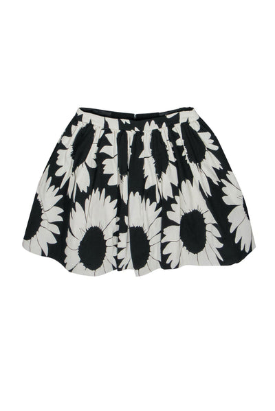 Current Boutique-Alice & Olivia - Black & White Sunflower Print Flare Skirt Sz 4