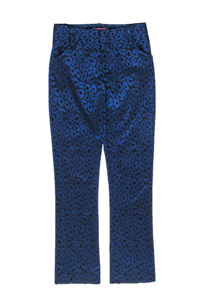 Current Boutique-Alice & Olivia - Blue & Black Leopard Print Slim Dress Pants Sz 4