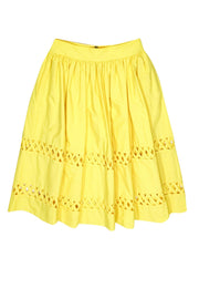 Current Boutique-Alice & Olivia - Bright Yellow Morina Lattice-Trim Skirt Sz 4