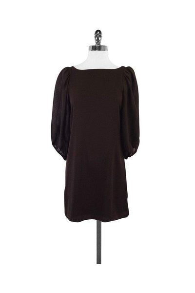 Current Boutique-Alice & Olivia - Brown Satin Silk Shift Dress Sz S