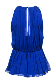 Current Boutique-Alice & Olivia - Cobalt Blue Crinkled Silk Peplum Tank Sz S