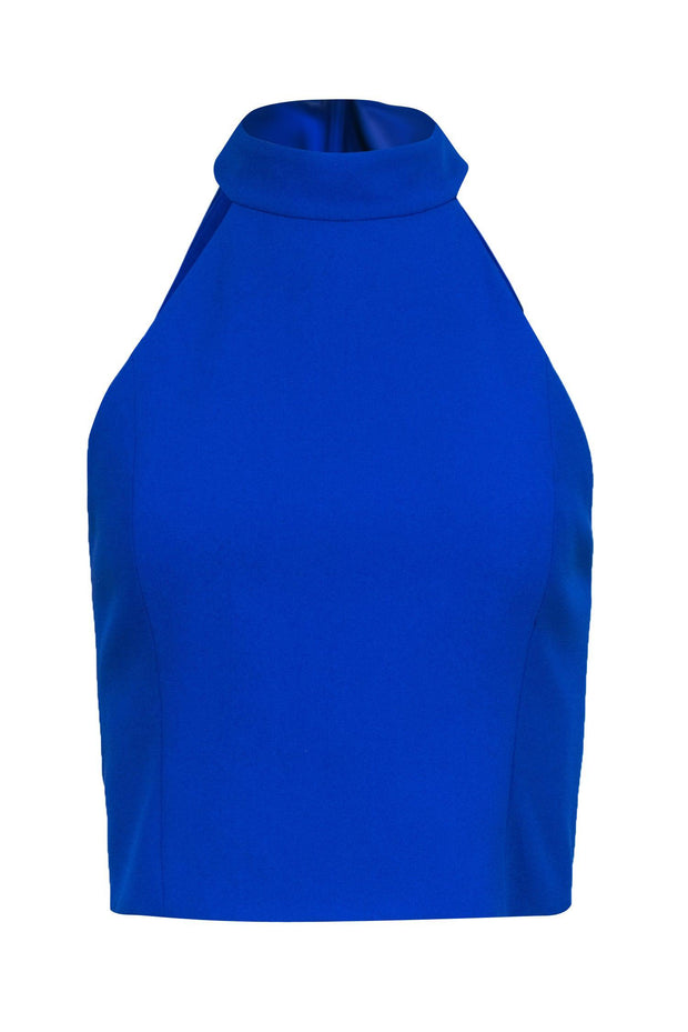 Current Boutique-Alice & Olivia - Cobalt Blue High Neck Cropped Top w/ Sash Tie Sz S