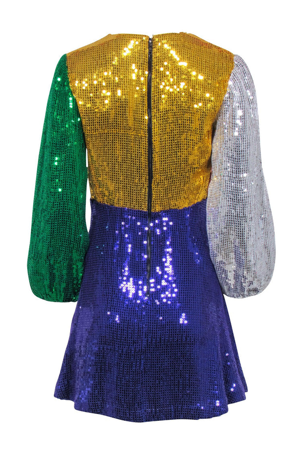 Current Boutique-Alice & Olivia - Color Block Sequin Faux Wrap Dress Sz 4