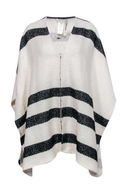 Current Boutique-Alice & Olivia - Cream & Black Striped Poncho Jacket Sz XS