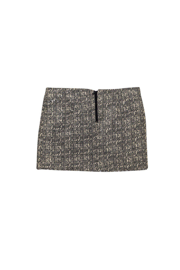 Current Boutique-Alice & Olivia - Cream & Black Tweed Skirt w/ Sequin Overlay Sz XS