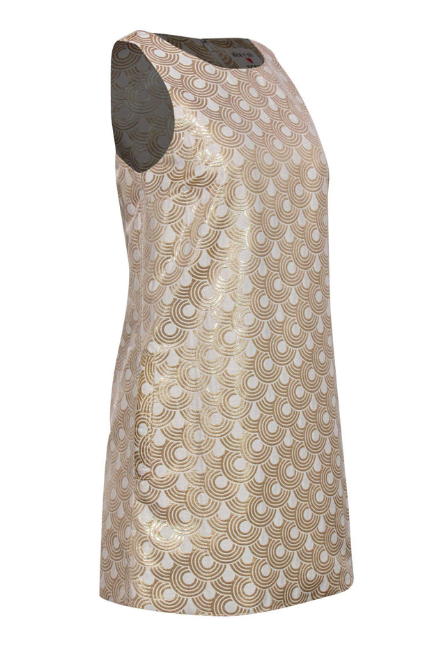 Current Boutique-Alice & Olivia - Cream & Gold Patterned Tent Dress Sz S