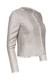Current Boutique-Alice & Olivia - Cream Metallic Fringe Jacket w/ Sequins Sz XS