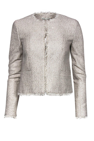 Current Boutique-Alice & Olivia - Cream Metallic Fringe Jacket w/ Sequins Sz XS