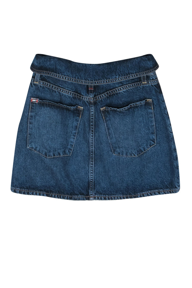 Shape Washed Blue Denim Foldover Waist Mini Skirt