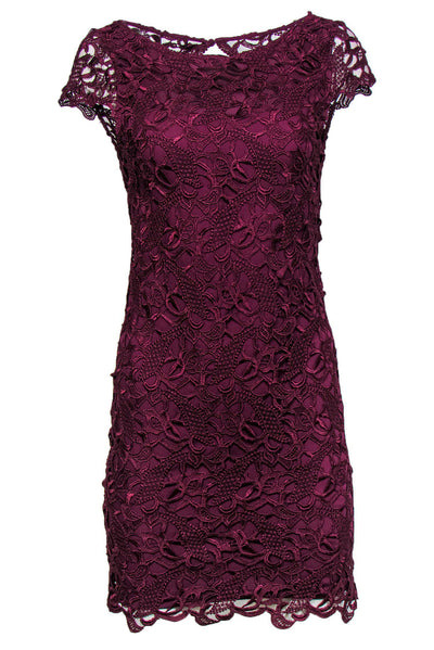 Current Boutique-Alice & Olivia - Deep Purple Cap Sleeve Lace Dress Sz 4