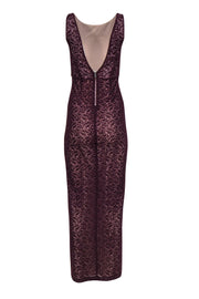 Current Boutique-Alice & Olivia - Deep Purple Sleeveless Lace Gown w/ Nude Underlay Sz 2