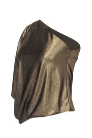 Current Boutique-Alice & Olivia - Gold Metallic Asymmetric One-Shoulder Blouse Sz XS