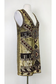 Current Boutique-Alice & Olivia - Gold Odell Beaded Dress Sz 2