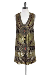 Current Boutique-Alice & Olivia - Gold Odell Beaded Dress Sz 2