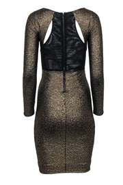 Current Boutique-Alice & Olivia - Gold & Sparkly Metallic Midi Dress w/ Mesh Paneling Sz XS