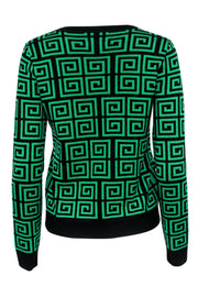 Current Boutique-Alice & Olivia - Green & Black Geometric Print Wool Sweater Sz M