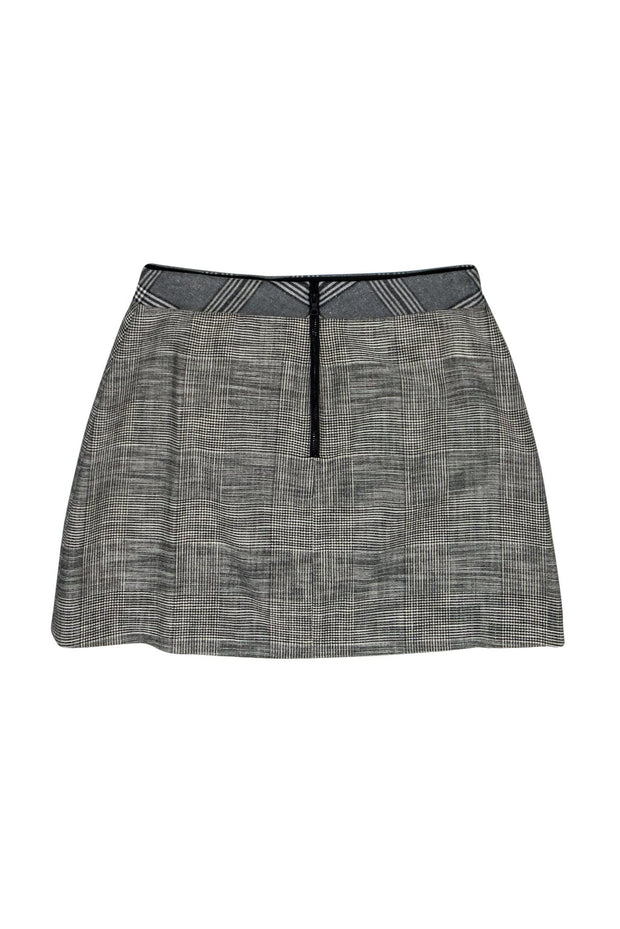 Current Boutique-Alice & Olivia - Grey, Black & Cream Plaid Envelope Skirt w/ Shimmer Detail Sz 6