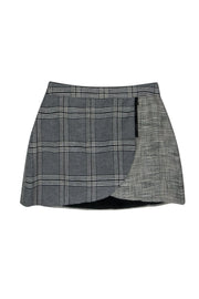 Current Boutique-Alice & Olivia - Grey, Black & Cream Plaid Envelope Skirt w/ Shimmer Detail Sz 6