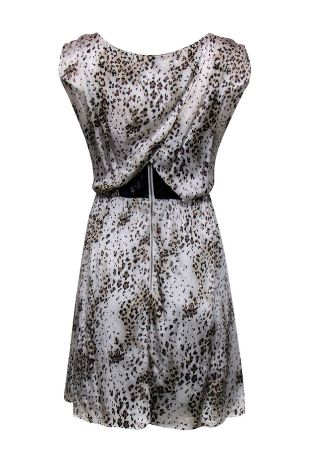 Current Boutique-Alice & Olivia - Grey & Brown Print Silk Sleeveless Dress Sz XS
