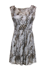 Current Boutique-Alice & Olivia - Grey & Brown Print Silk Sleeveless Dress Sz XS