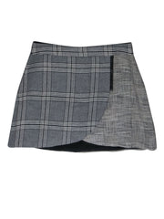 Current Boutique-Alice & Olivia - Grey Plaid Zipper Tulip Front Mini Skirt Sz 8