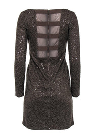 Current Boutique-Alice & Olivia - Grey Sequin Bodycon Dress w/ Mesh Paneling Sz S
