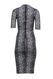 Current Boutique-Alice & Olivia - Grey Snakeskin Print Bodycon Midi Dress Sz 0
