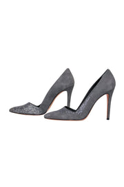 Current Boutique-Alice & Olivia - Grey Suede & Sparkly Pointed Toe Pumps Sz 8.5