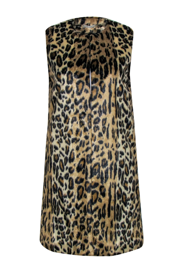 Current Boutique-Alice + Olivia - Leopard Print Faux Fur Vest w/ Quilted Lining Sz M