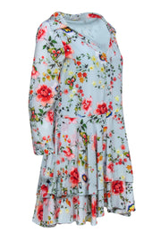 Current Boutique-Alice & Olivia - Light Blue Floral Print Silk Mini Dress Sz 4