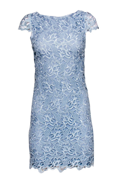 Current Boutique-Alice & Olivia - Light Blue Lace Overlay Sheath Dress Sz 2