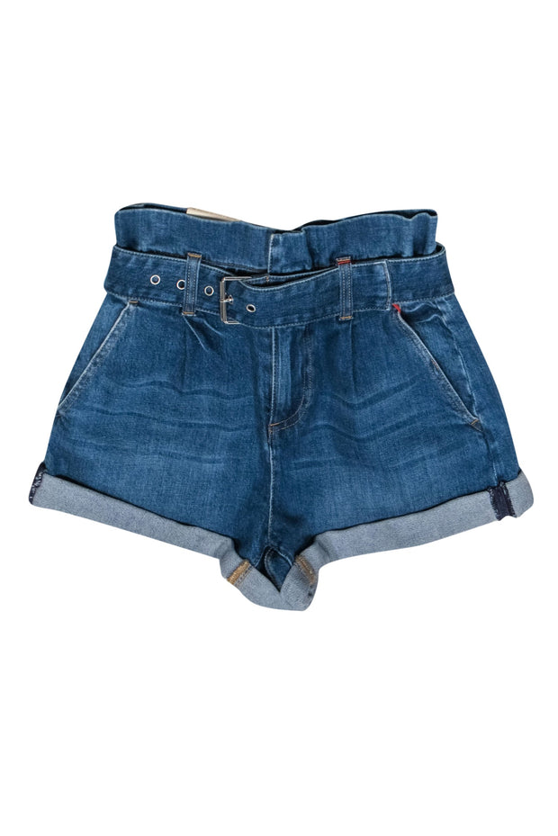 Current Boutique-Alice & Olivia - Medium Wash "Blue Skies" High-Waist Jean Shorts w/ Belt Sz 24