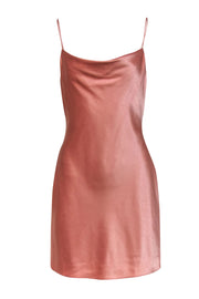 Current Boutique-Alice & Olivia - Metallic Champagne Pink Satin Mini Slip Dress Sz 6