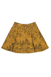 Current Boutique-Alice & Olivia - Metallic Mustard Floral Brocade & Embroidered Circle Skirt Sz 6