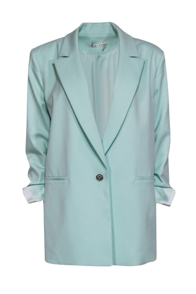Current Boutique-Alice & Olivia - Mint Green Oversized Cuffed Sleeve Blazer Sz L