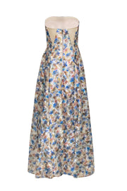 Current Boutique-Alice & Olivia - Multicolor Metallic Floral Lace Strapless Gown Sz 6