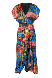 Current Boutique-Alice & Olivia - Multicolored Print Wrap Maxi Dress Sz 6