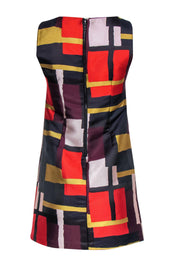 Current Boutique-Alice & Olivia - Multicolored Textured Satin Block Printed Dress Sz 0