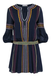 Current Boutique-Alice & Olivia - Navy Drop Waist Dress w/ Multicolored Embroidery Sz 6
