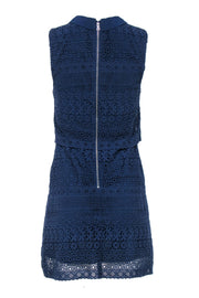 Current Boutique-Alice & Olivia - Navy Lace Sleeveless Collared Sheath Dress Sz 2