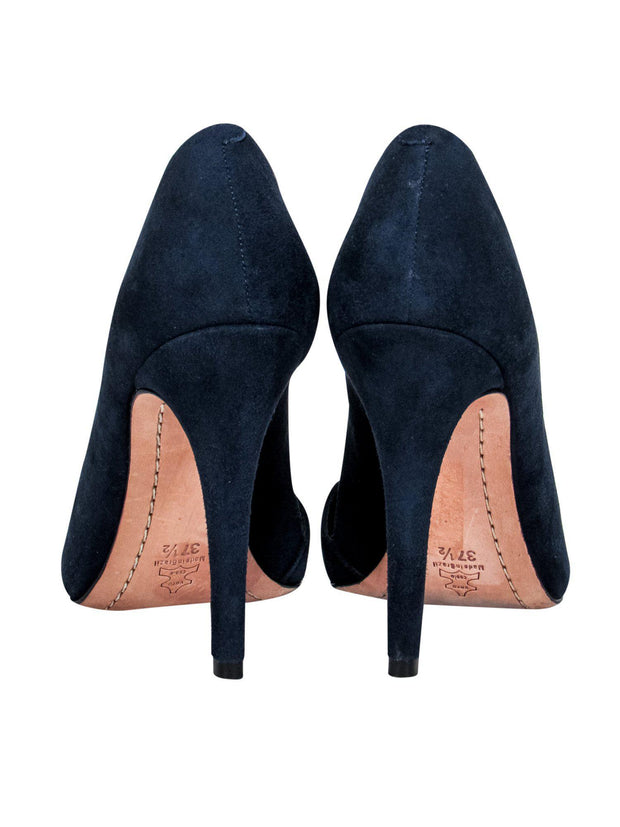 Current Boutique-Alice & Olivia - Navy Suede Pointed-Toe Pumps Sz 7.5