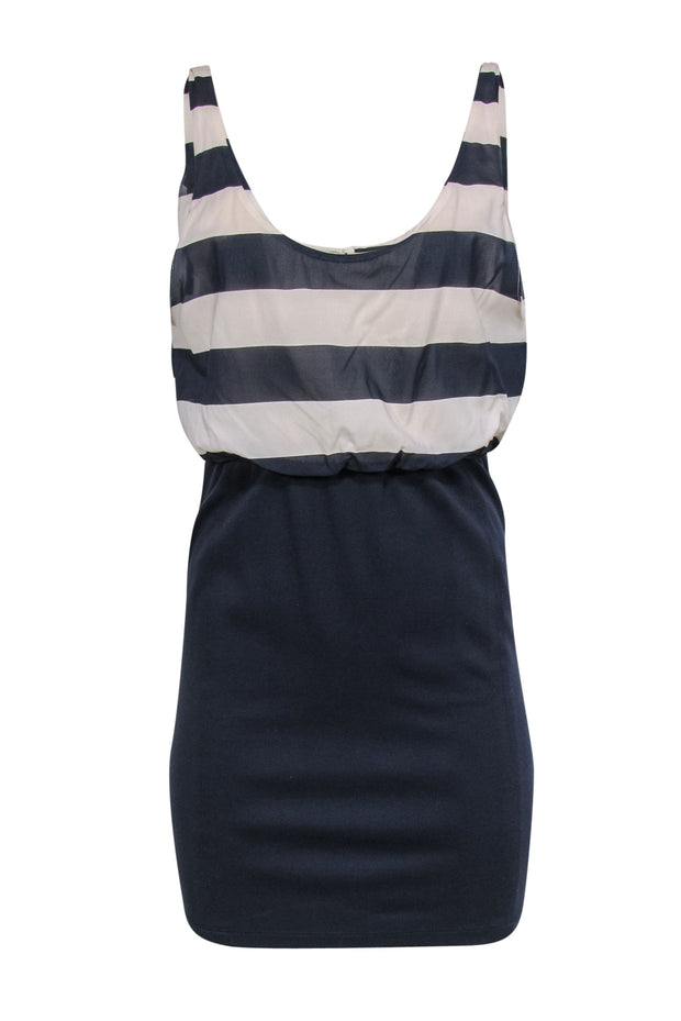 Current Boutique-Alice & Olivia - Navy & White Striped Sleeveless Midi Dress Sz 10