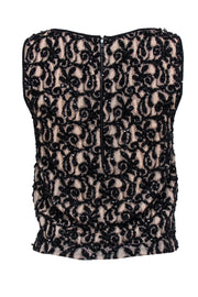 Current Boutique-Alice & Olivia - Nude Sleeveless Tank w/ Black Lace, Sequin, & Beaded Embellishment Sz S